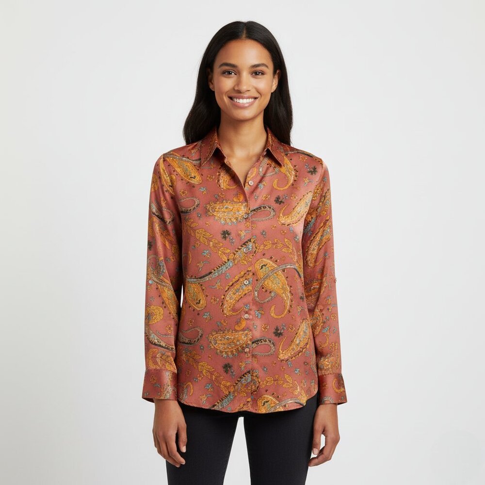 NWT Haver + Blair Paisley Print Button-Up Blouse